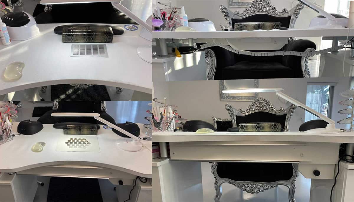 Table manucure avec aspiration pour salon d'onglerie