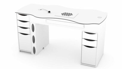 Nageltisch mit Absaugung für Nagelstudios Art. Nr: FT3u4: Nageltisch FantasTisch mit 4 Schubladen und 3 Schubladen