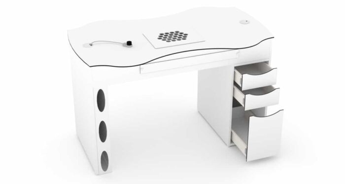 Tavolo per manicure con estrattore di polvere Tavolo per manicure FantasTisch con cassettiera multicassetti a 3 cassetti