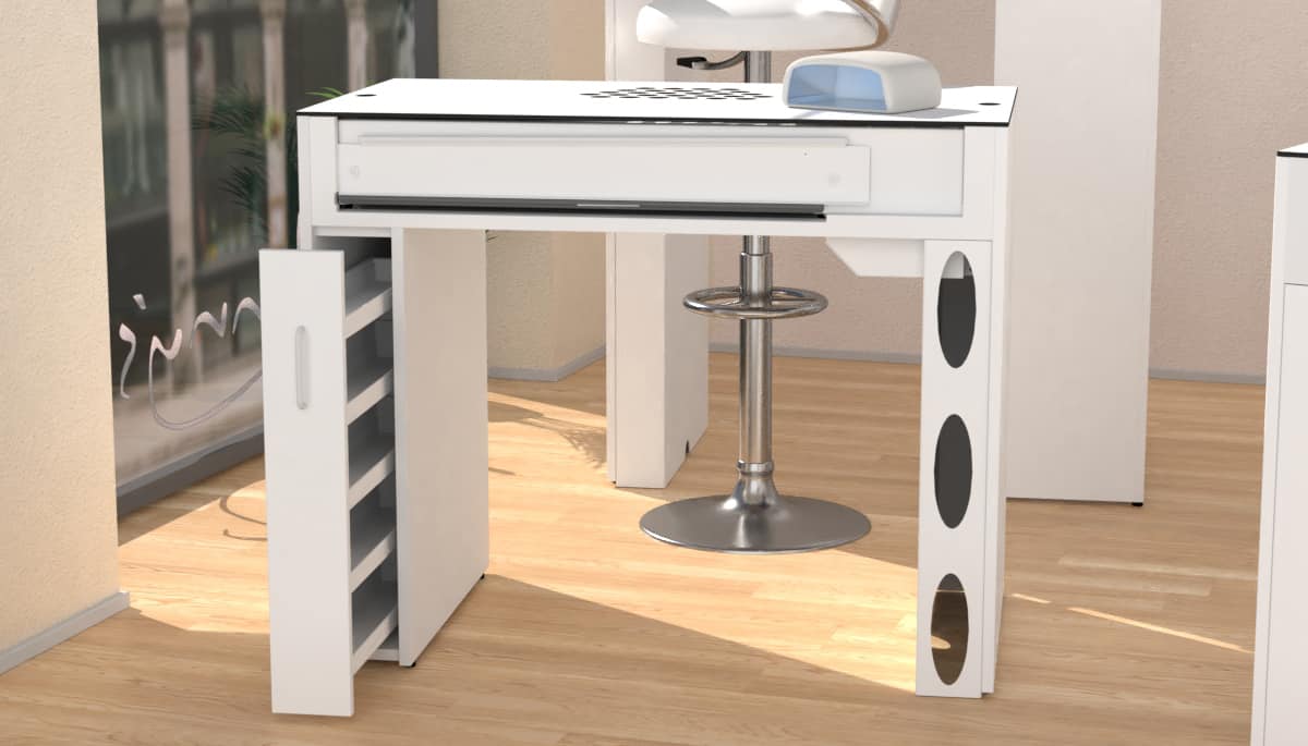 Tavolo per manicure Nailbar con estrattore di polvere A400 con cassettiera estraibile