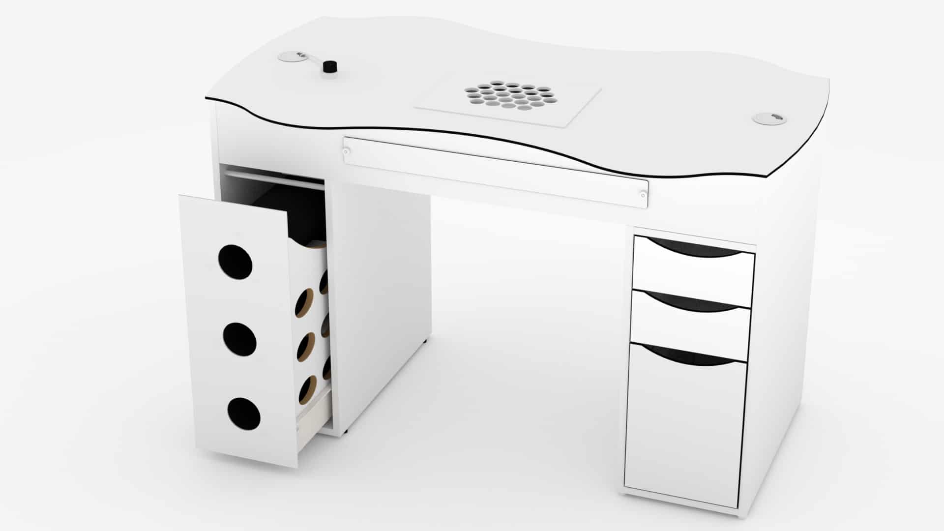 Tavolo per manicure FantasTisch con estrattore di polvere e cassettiera con filtri ai carboni attivi