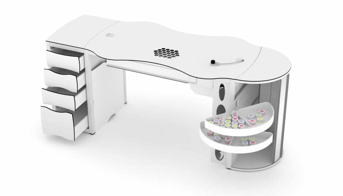 Table d'ongleries avec aspiration pour les studios de manucure
