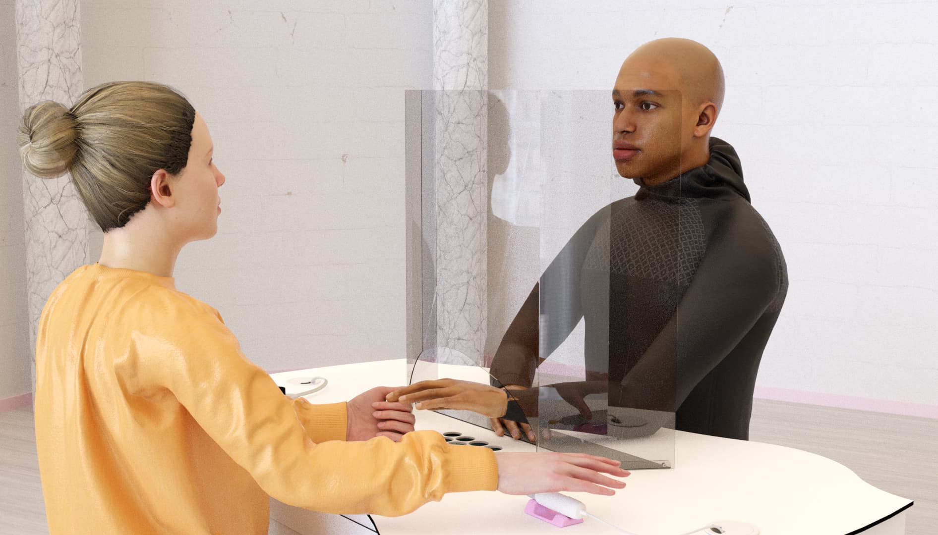 Nageltisch Tröpfchenschutzwand