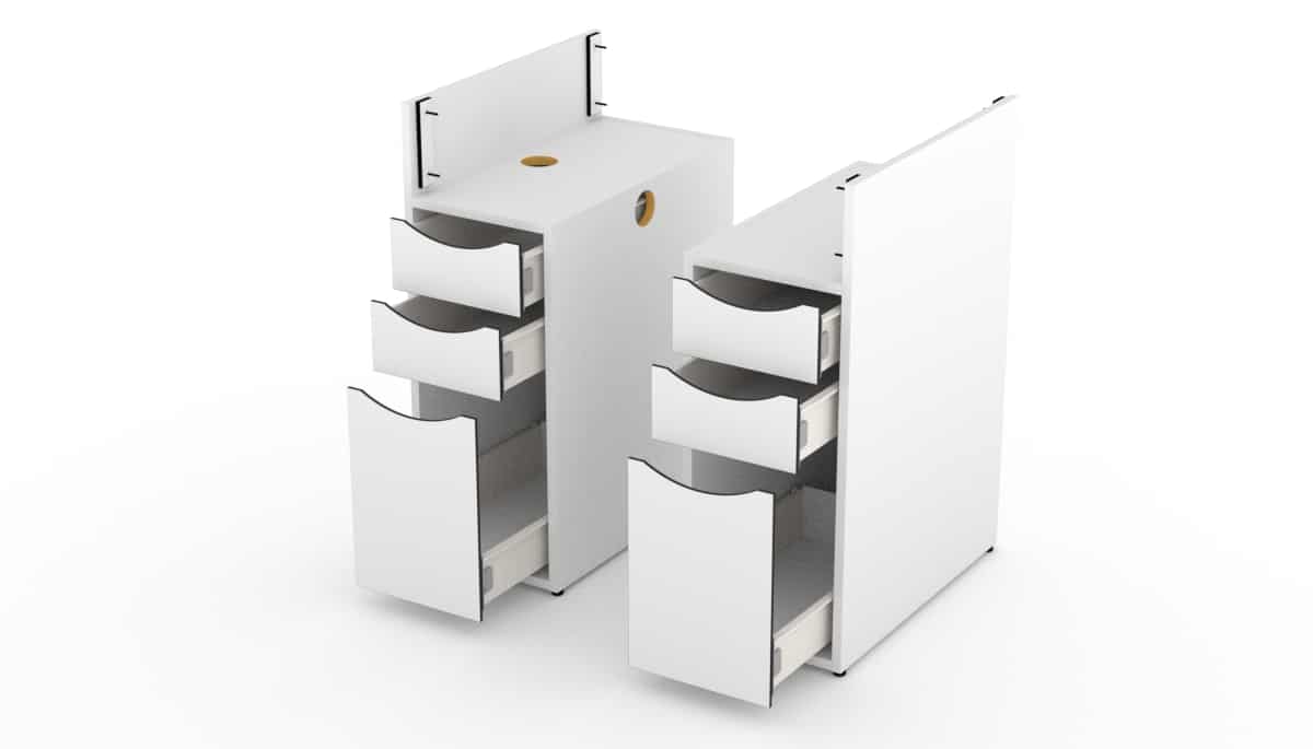 3 Schubladen für Nageltische