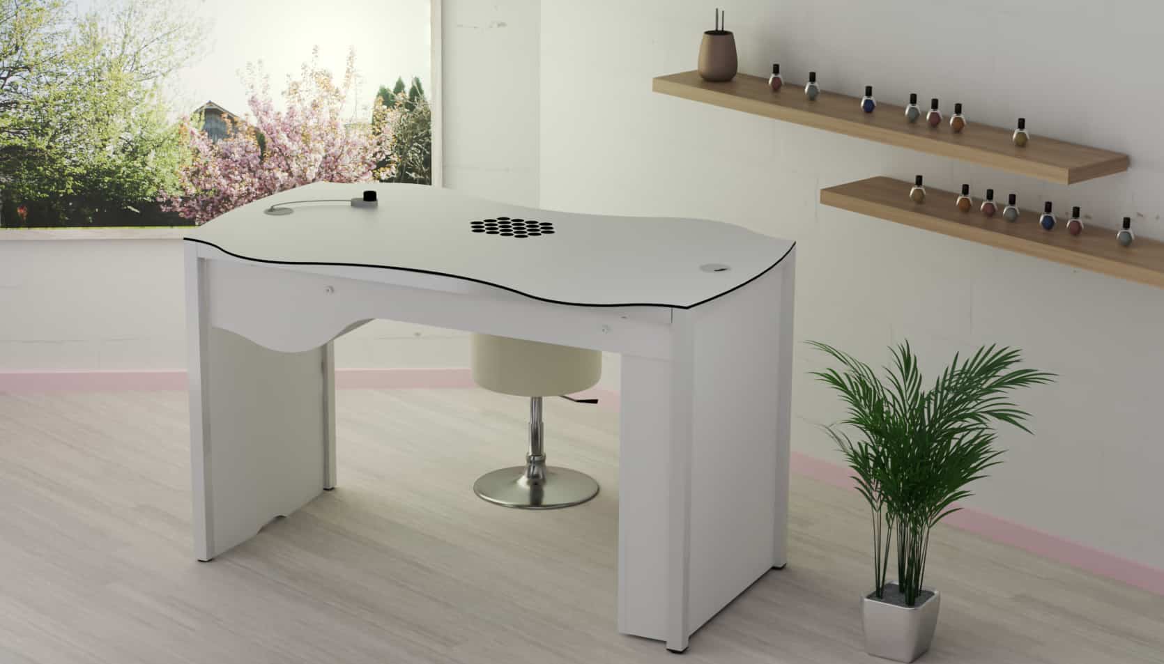 Table manucure avec aspiration pour salon d'onglerie