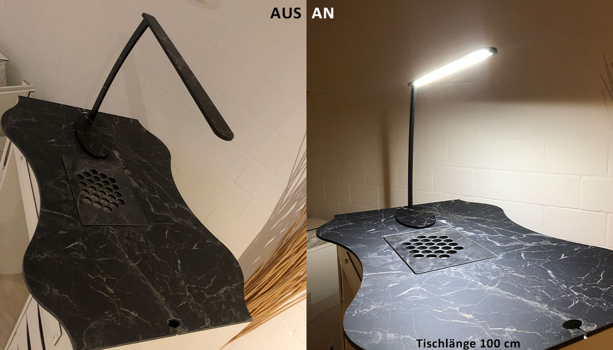 Arbeitsleuchte mit Marmor Optik Schwarz