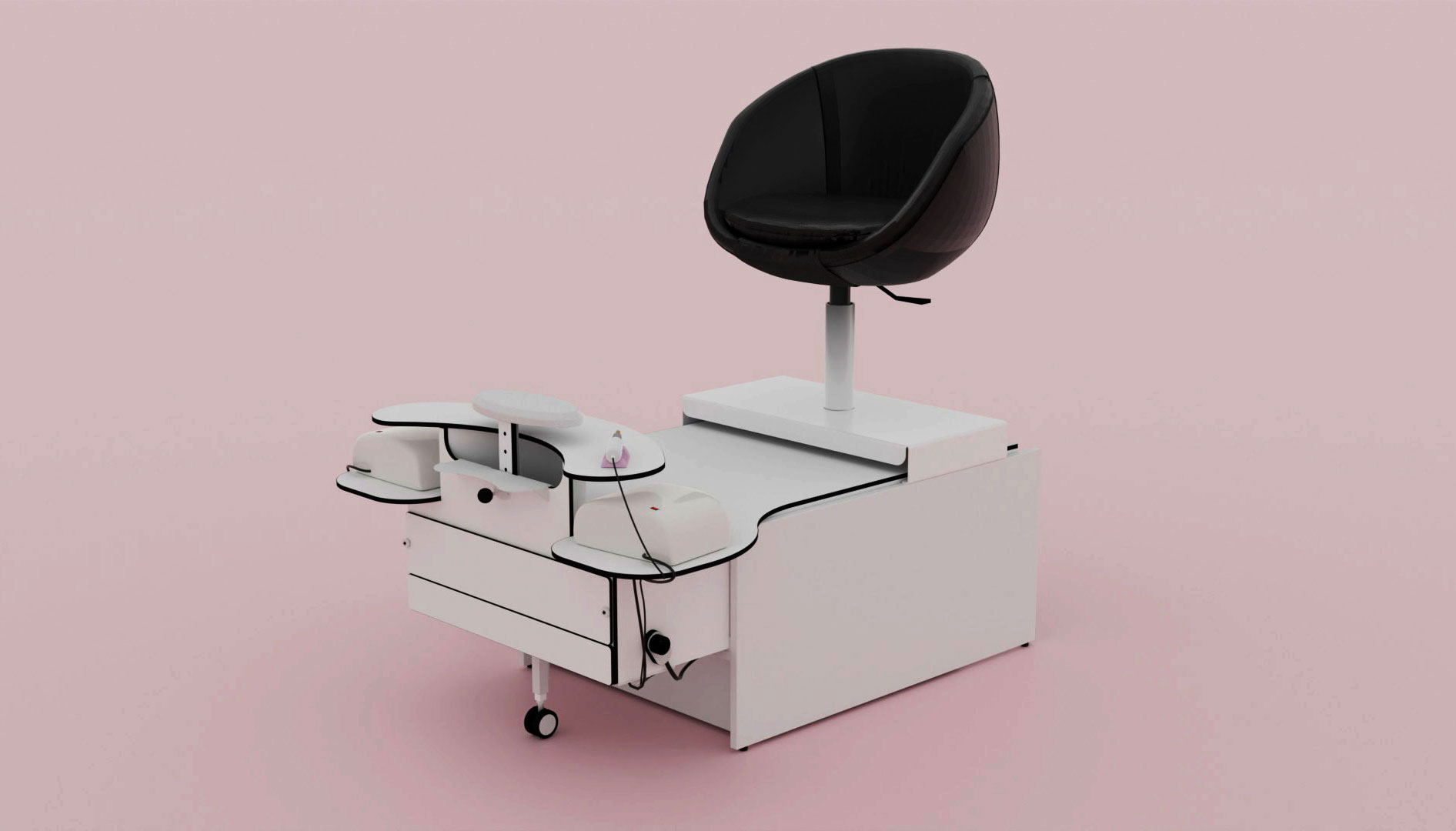 Fusskosmetikeinheit / Fusspflegestuhl mit Absaugung für Nagelstudios: Version MITTEL